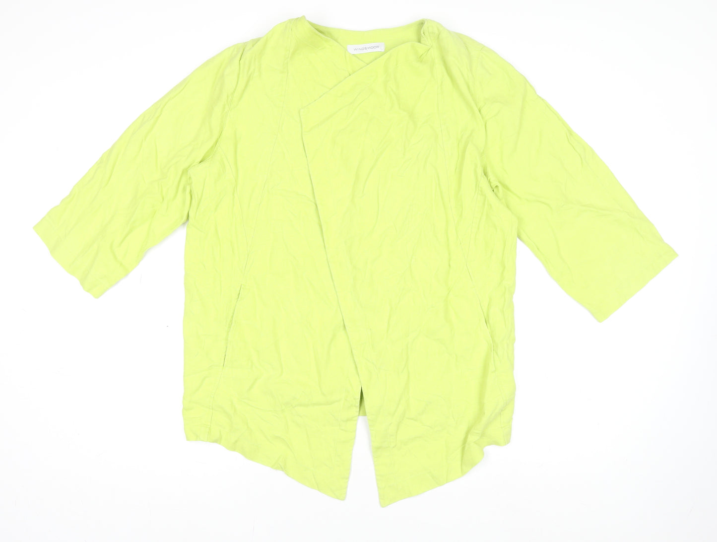 Windsmoor Women's Lime Green Linen 3/4 Sleeve Tunic Jacket Size S