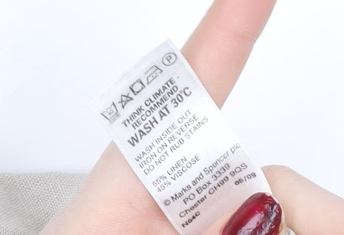 Marks and Spencer Women’s Beige Linen Blend Knee Length A-Line Skirt Size 14