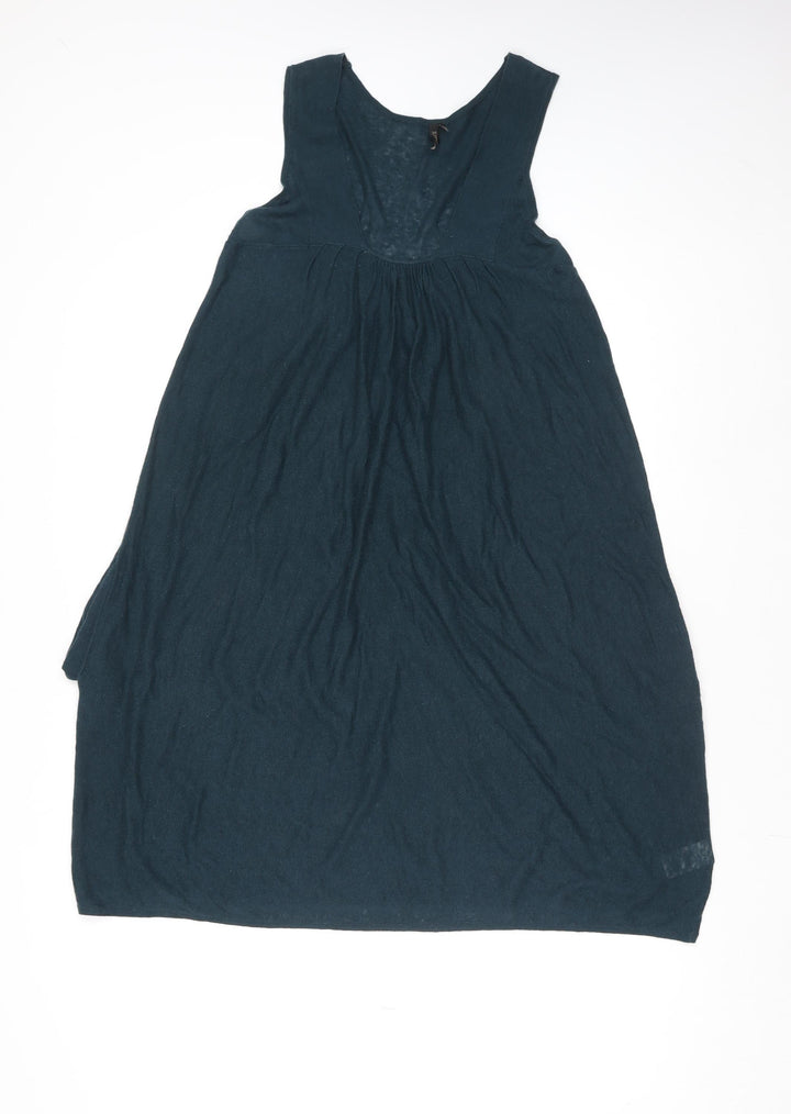 Topshop Women’s Blue Linen Blend Sleeveless A-Line Dress Size 10