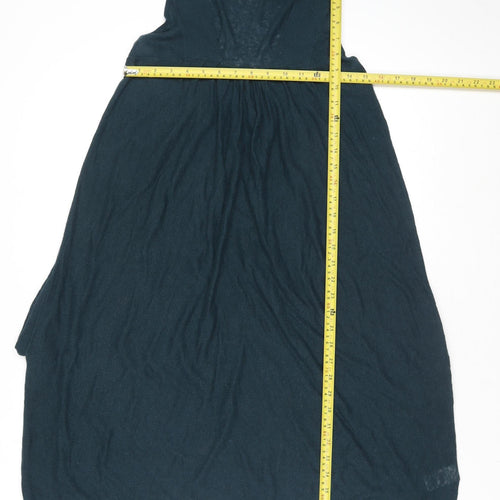 Topshop Women’s Blue Linen Blend Sleeveless A-Line Dress Size 10