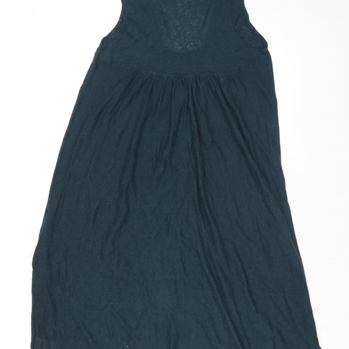 Topshop Women’s Blue Linen Blend Sleeveless A-Line Dress Size 10