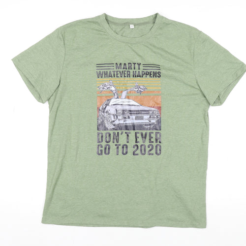 Men’s Green Back to the Future Graphic T-Shirt XL Cotton Blend
