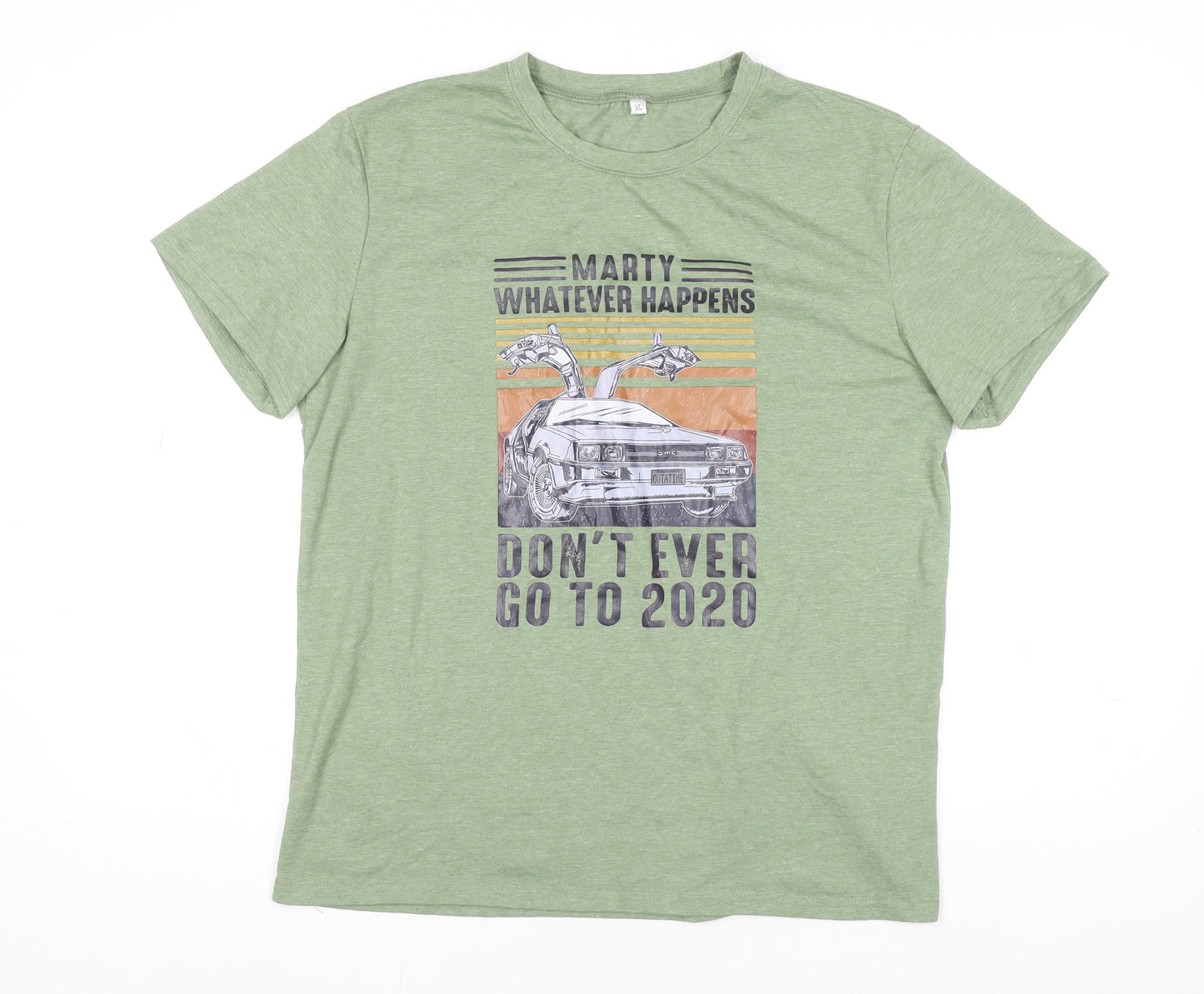 Men’s Green Back to the Future Graphic T-Shirt XL Cotton Blend