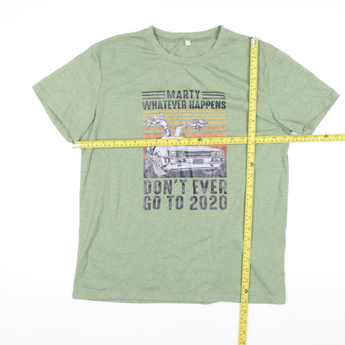 Men’s Green Back to the Future Graphic T-Shirt XL Cotton Blend