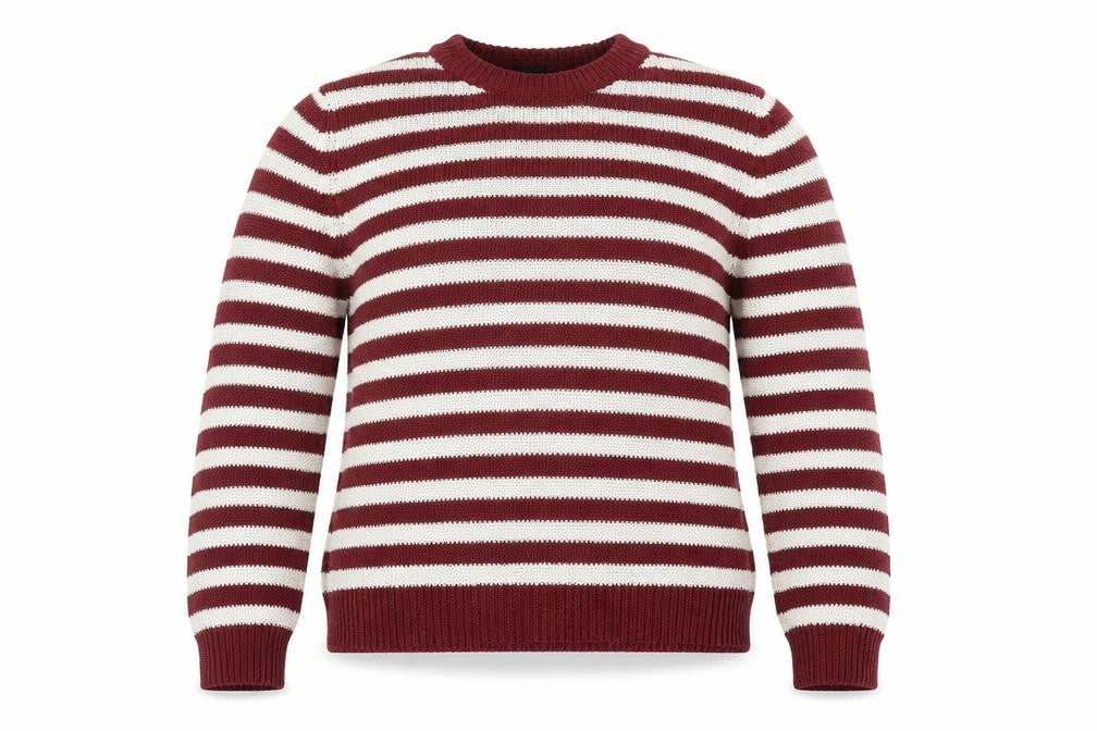 Front view of Zara Women Red Striped Crew Neck Knit jumper, size 12