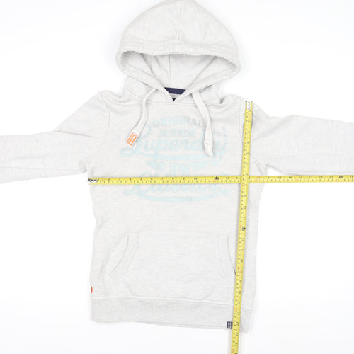 Superdry Womens Grey Pullover Hoodie Small Fleece Lined Casual Sweatshirt