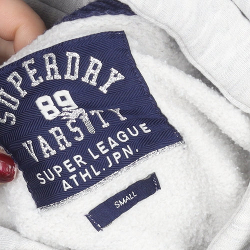 Superdry Womens Grey Pullover Hoodie Small Fleece Lined Casual Sweatshirt