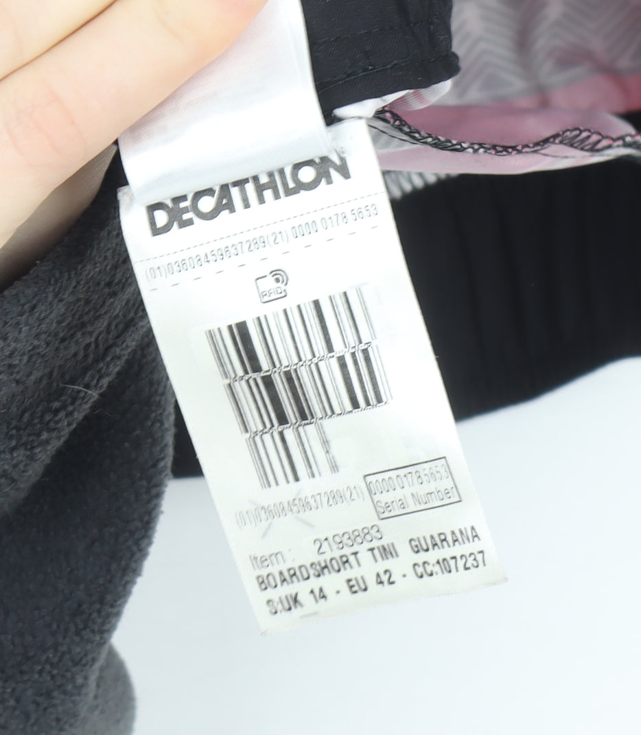 Olaian Womens Pink Striped Boardshorts Size 14 Quick Dry Swim Shorts