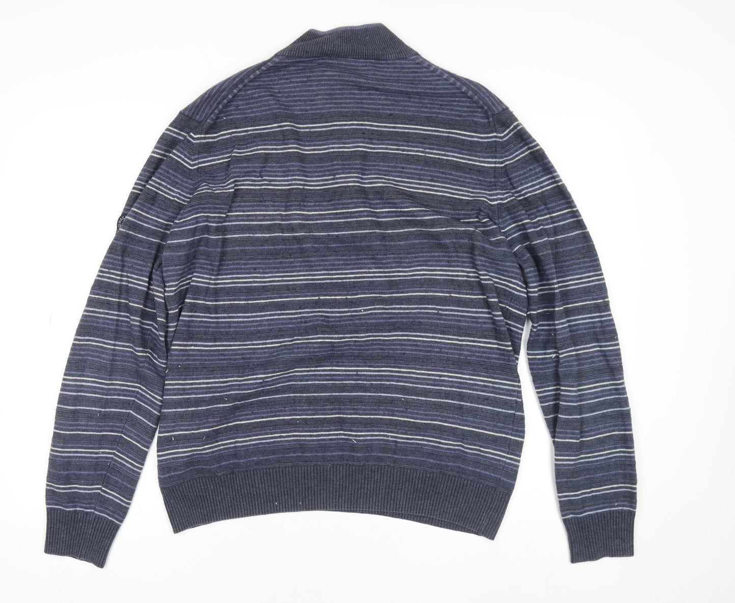 Navigare Sport Men's Blue XL 1/2 Zip Striped Merino Wool Jumper