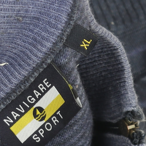 Navigare Sport Men's Blue XL 1/2 Zip Striped Merino Wool Jumper