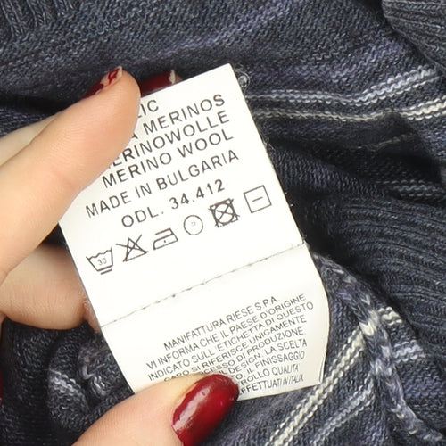 Navigare Sport Men's Blue XL 1/2 Zip Striped Merino Wool Jumper