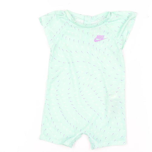 Nike Unisex Baby Green Romper 6-9 Months Lightweight Logo Summer Playsuit