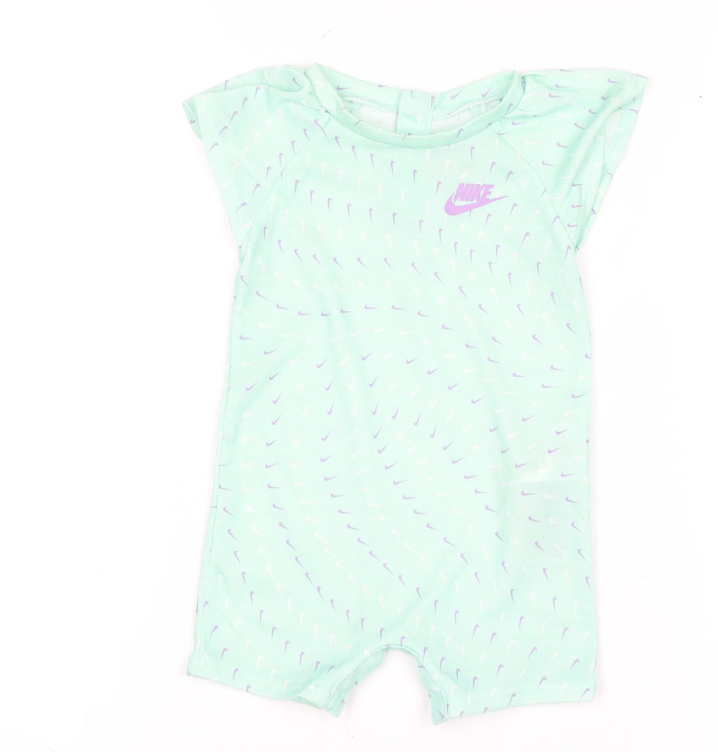 Nike Unisex Baby Green Romper 6-9 Months Lightweight Logo Summer Playsuit