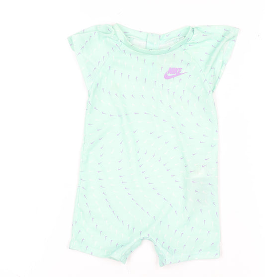 Nike Unisex Baby Green Romper 6-9 Months Lightweight Logo Summer Playsuit