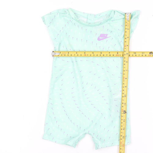 Nike Unisex Baby Green Romper 6-9 Months Lightweight Logo Summer Playsuit