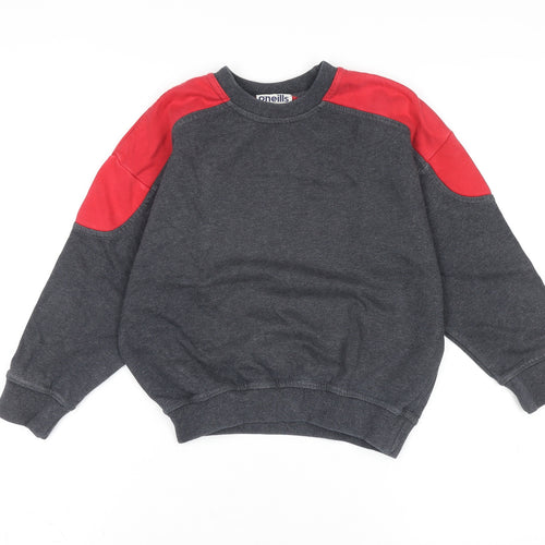 O'Neills Boys Grey & Red Colourblock Fleece Pullover Sweatshirt Age 6-7 Years
