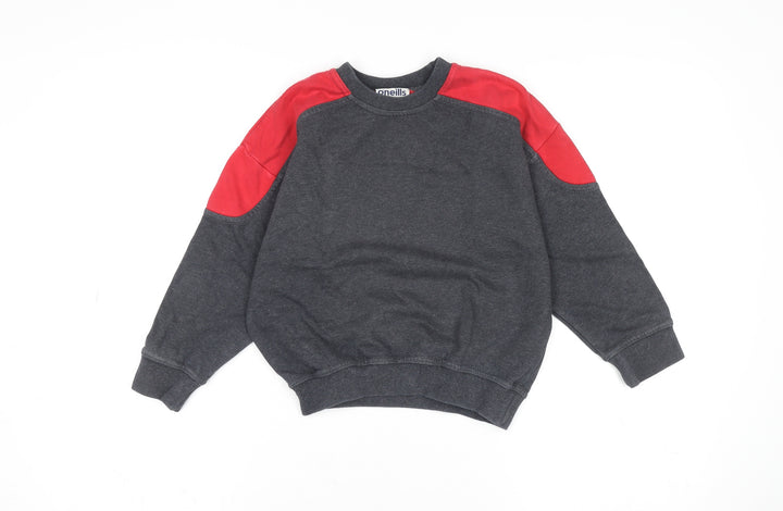 O'Neills Boys Grey & Red Colourblock Fleece Pullover Sweatshirt Age 6-7 Years