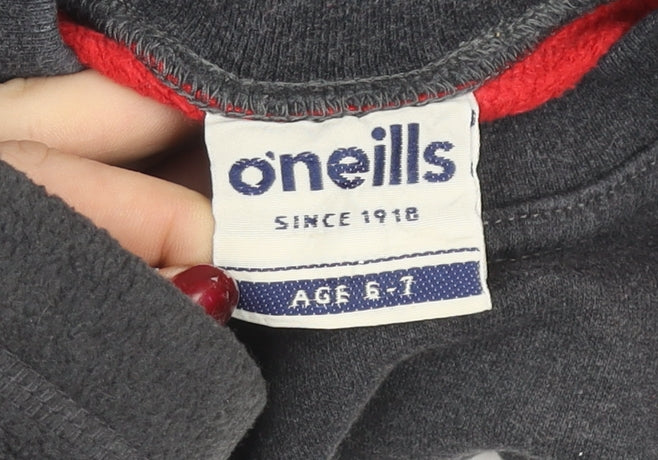 O'Neills Boys Grey & Red Colourblock Fleece Pullover Sweatshirt Age 6-7 Years