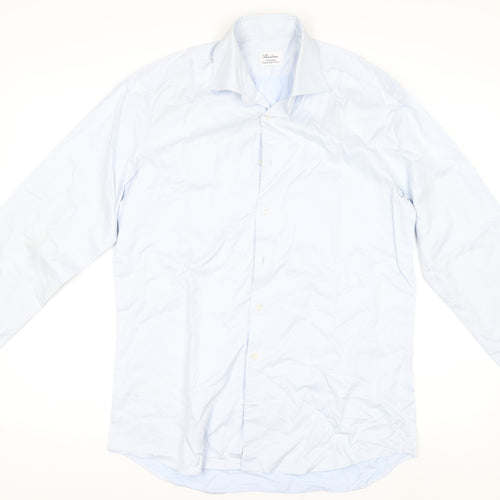 Stenströms Men’s Blue Slim Fit Long Sleeve Cotton Dress Shirt 15.5/39