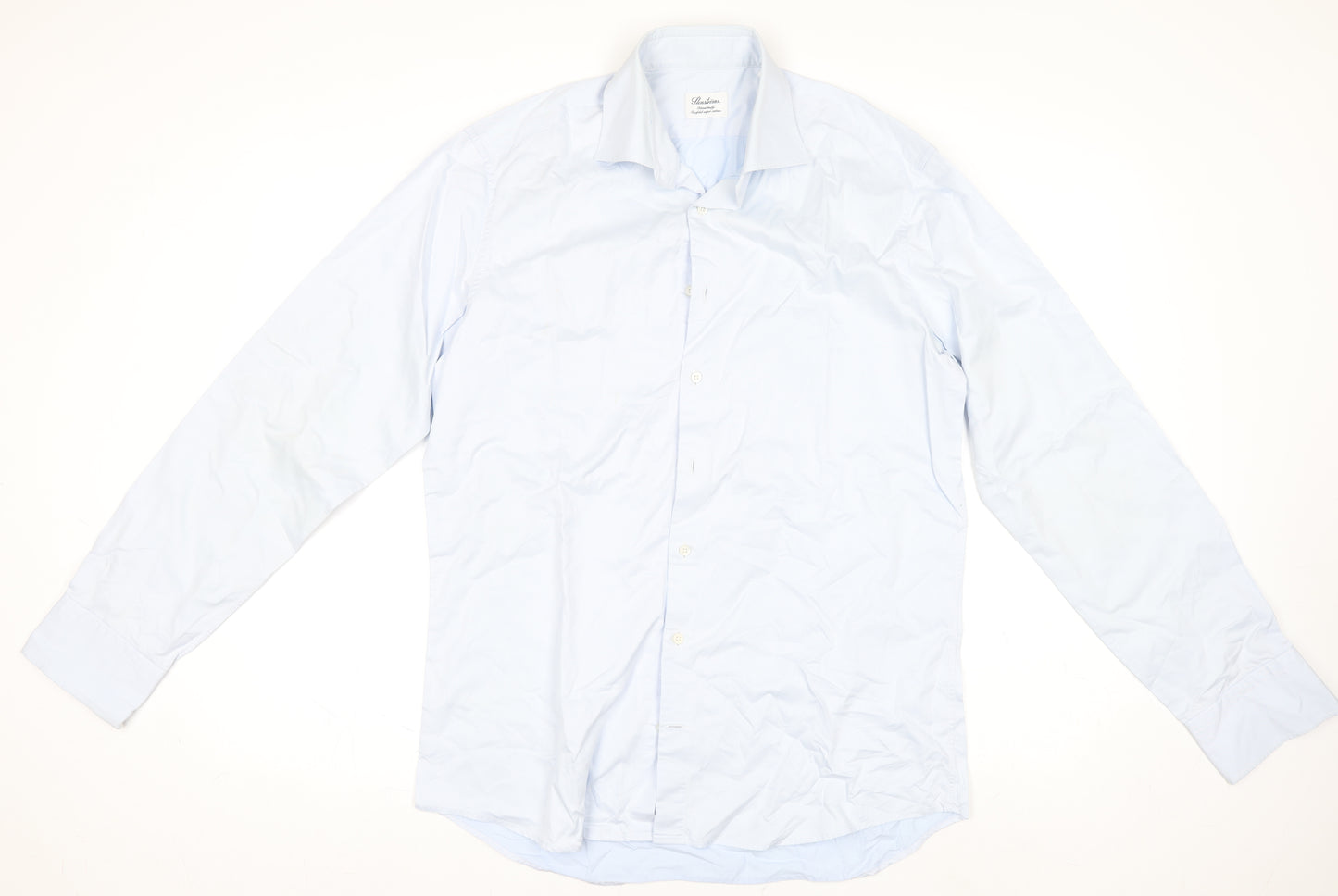 Stenströms Men’s Blue Slim Fit Long Sleeve Cotton Dress Shirt 15.5/39