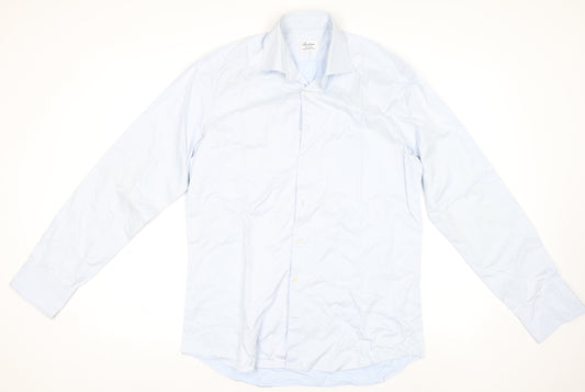 Stenströms Men’s Blue Slim Fit Long Sleeve Cotton Dress Shirt 15.5/39