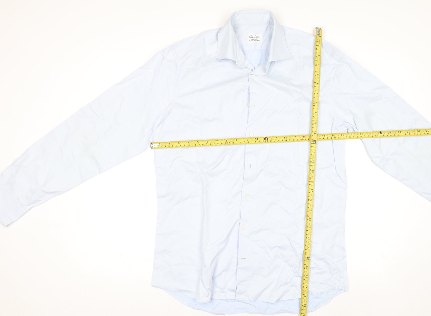 Stenströms Men’s Blue Slim Fit Long Sleeve Cotton Dress Shirt 15.5/39