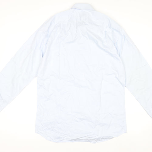 Stenströms Men’s Blue Slim Fit Long Sleeve Cotton Dress Shirt 15.5/39