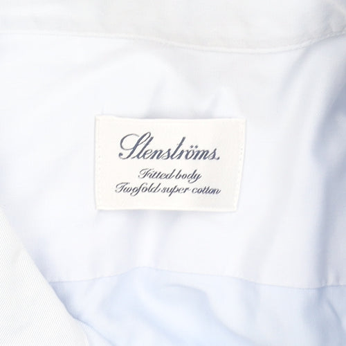 Stenströms Men’s Blue Slim Fit Long Sleeve Cotton Dress Shirt 15.5/39