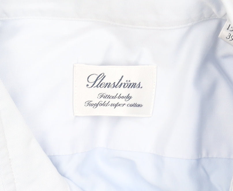 Stenströms Men’s Blue Slim Fit Long Sleeve Cotton Dress Shirt 15.5/39