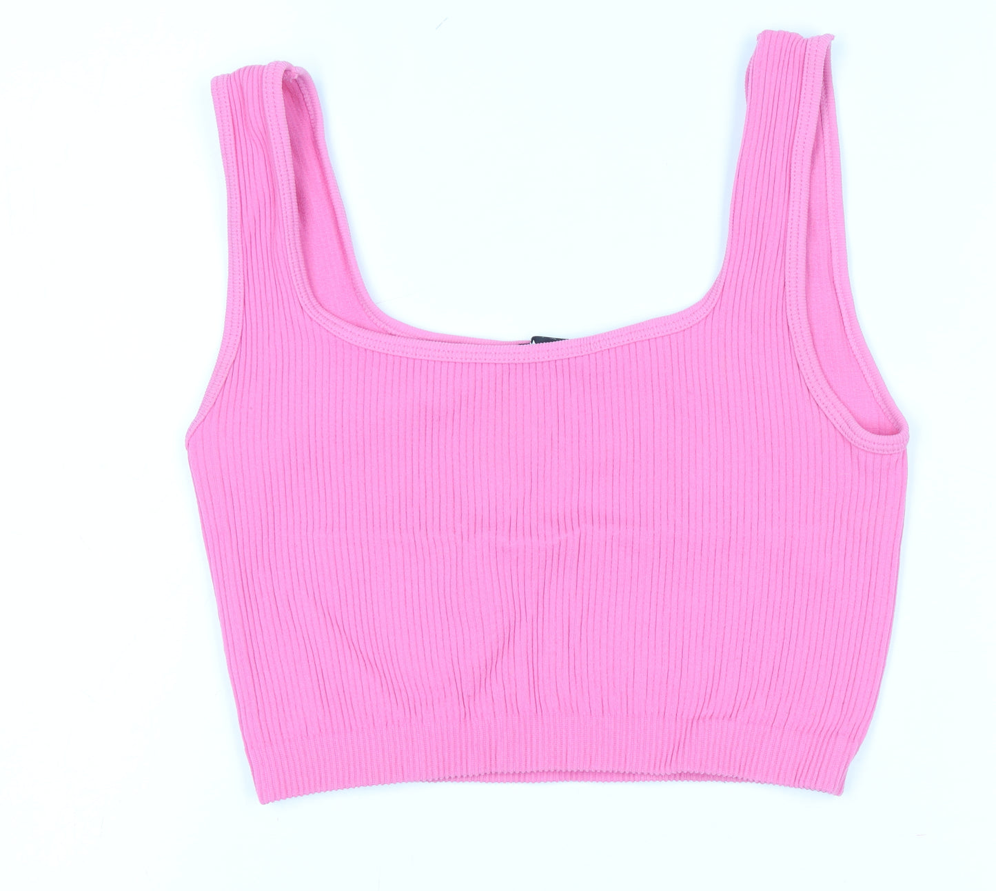ZARA Women’s Pink Cropped Ribbed Tank Top XS Slim Fit