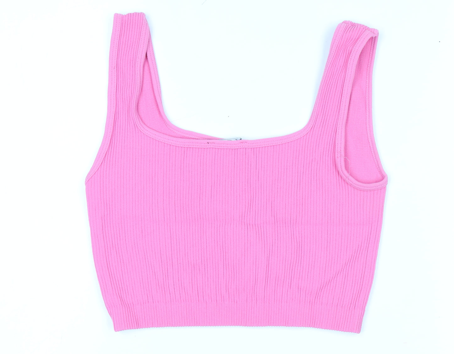 ZARA Women’s Pink Cropped Ribbed Tank Top XS Slim Fit