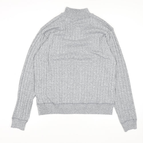 Brave Soul Men’s Grey 2XL High Neck 1/2 Zip Knit Jumper