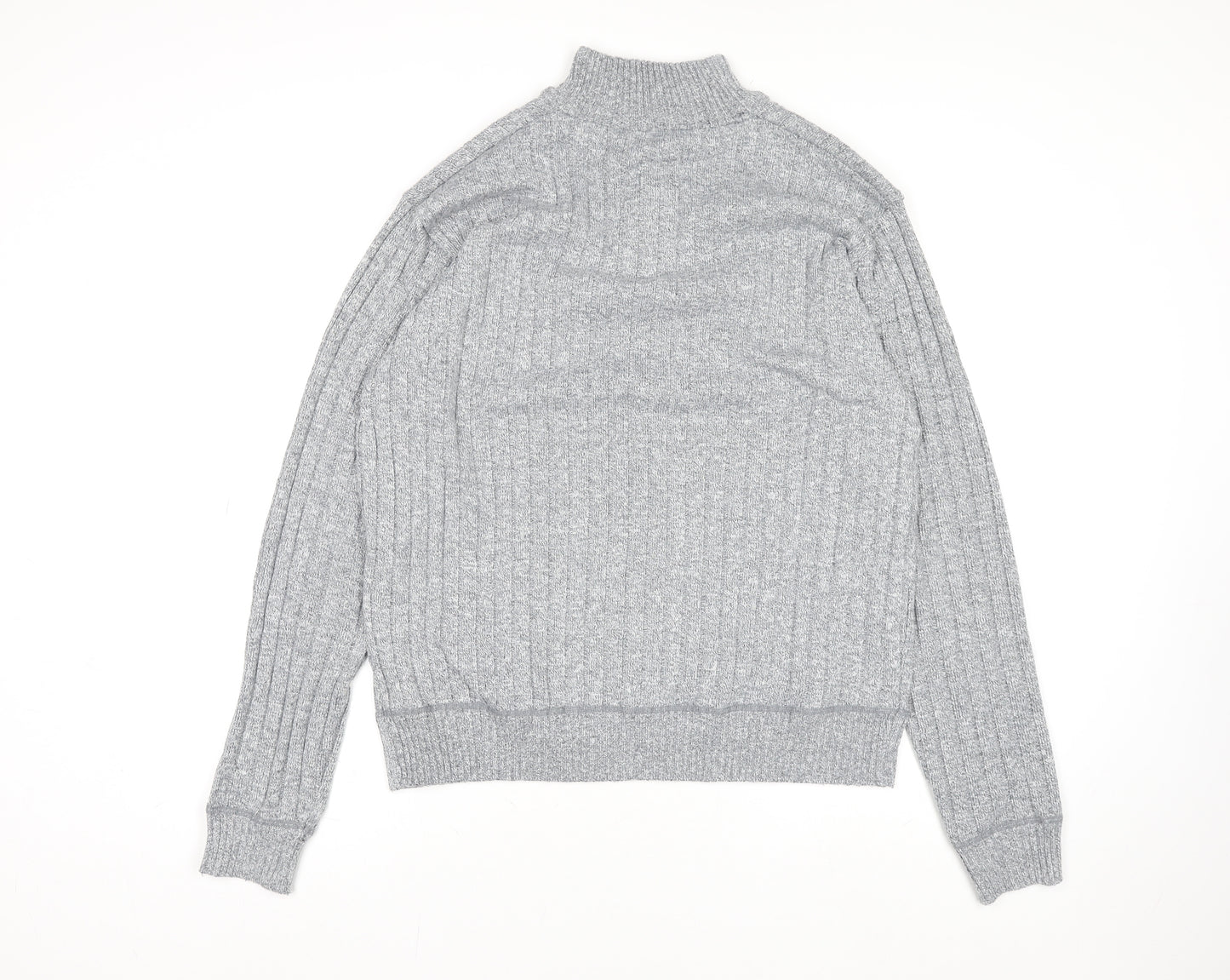 Brave Soul Men’s Grey 2XL High Neck 1/2 Zip Knit Jumper