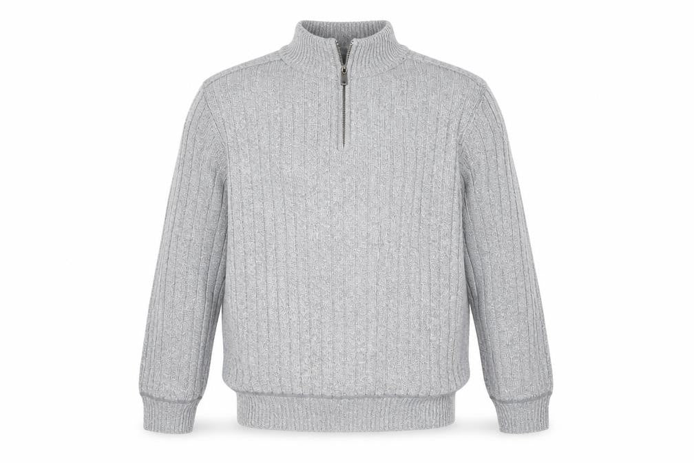 Brave Soul Men’s Grey 2XL High Neck 1/2 Zip Knit Jumper