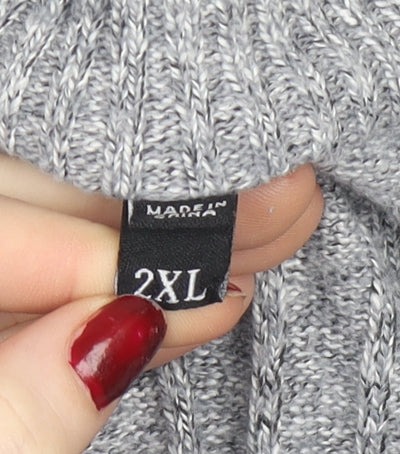 Brave Soul Men’s Grey 2XL High Neck 1/2 Zip Knit Jumper