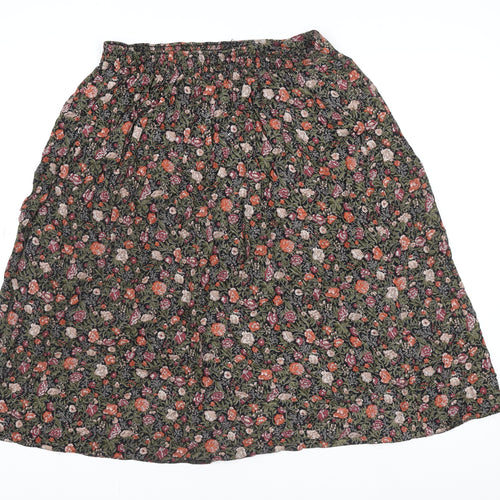 Marks and Spencer Womens Multicoloured Floral Viscose A-Line Skirt Size 14