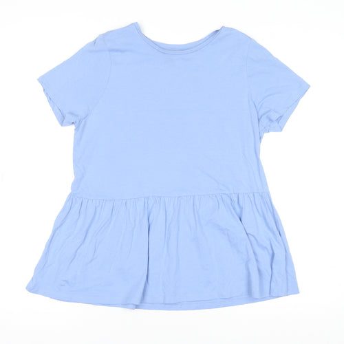 New Look Women Blue Cotton Tunic T-Shirt UK 10 Short Sleeve Casual Top