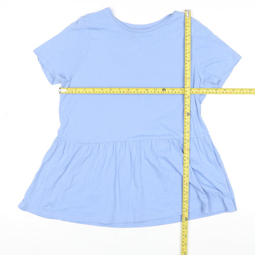 New Look Women Blue Cotton Tunic T-Shirt UK 10 Short Sleeve Casual Top