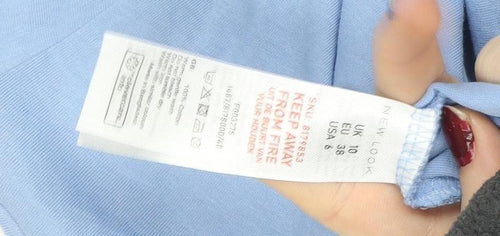 New Look Women Blue Cotton Tunic T-Shirt UK 10 Short Sleeve Casual Top