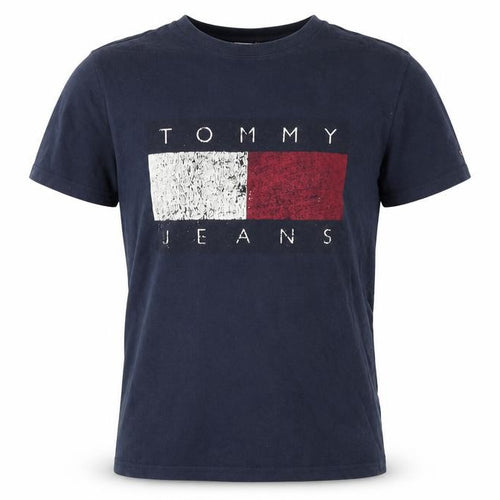 Tommy Jeans Men's Blue Small Logo Graphic Cotton T-Shirt