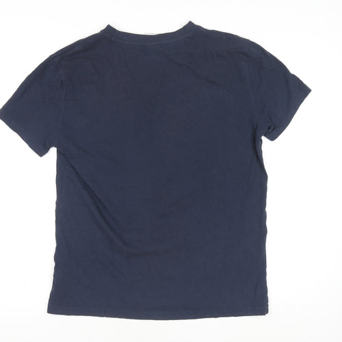Tommy Jeans Men's Blue Small Logo Graphic Cotton T-Shirt