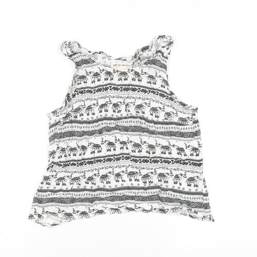 H&M Coachella Women White Cropped Tank Top UK 10 100% Viscose Festival