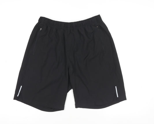 St. Bernard for Dunnes Stores Men's Black Medium Athletic Shorts with Zip Pockets