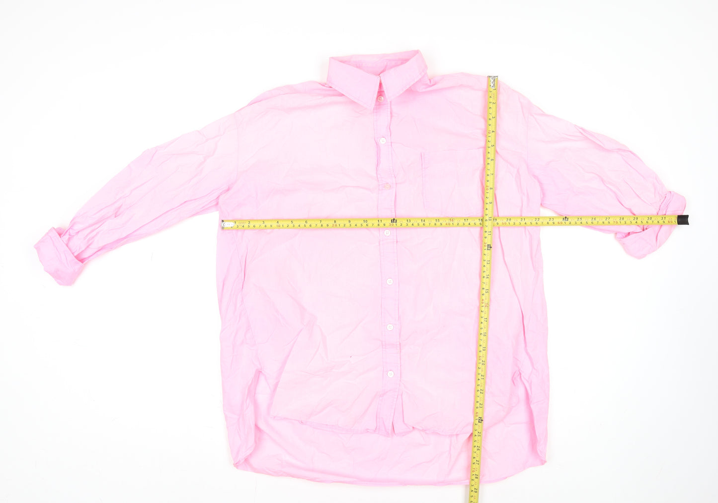 ZARA Women's Pink Long Sleeve Cotton Button-Up Shirt Size L