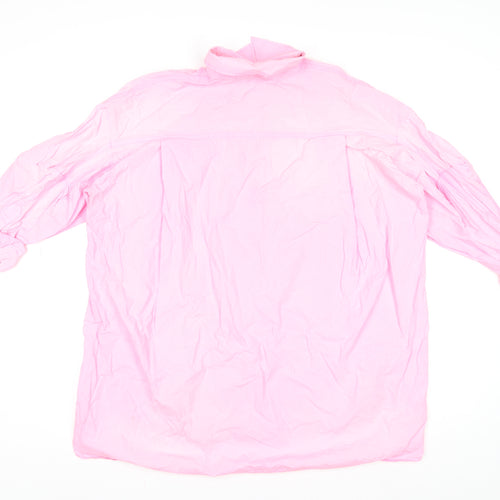 ZARA Women's Pink Long Sleeve Cotton Button-Up Shirt Size L