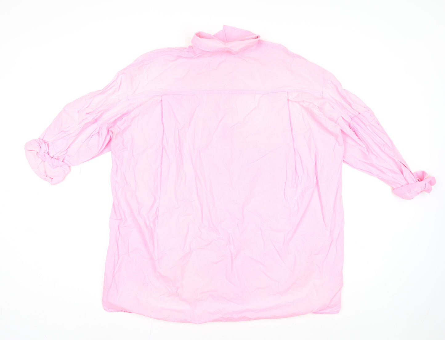 ZARA Women's Pink Long Sleeve Cotton Button-Up Shirt Size L