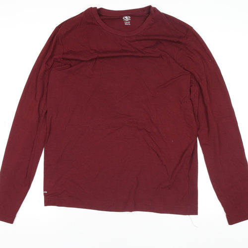Athletic Works Men Red Long Sleeve Crew Neck Active T-Shirt M