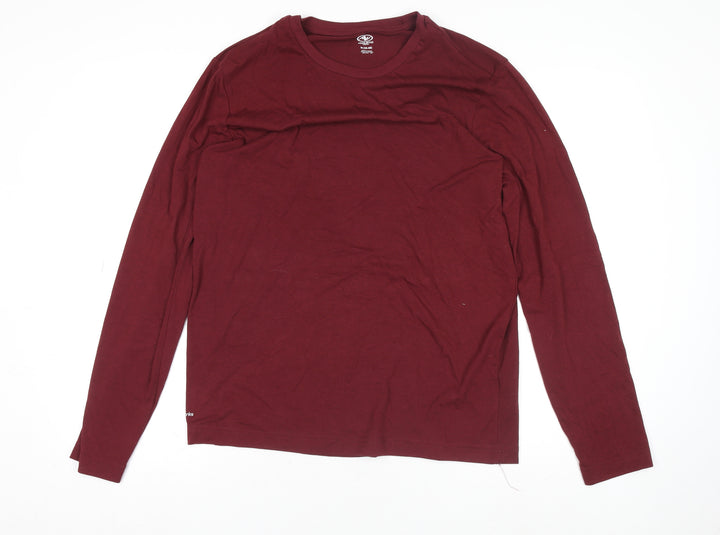 Athletic Works Men Red Long Sleeve Crew Neck Active T-Shirt M