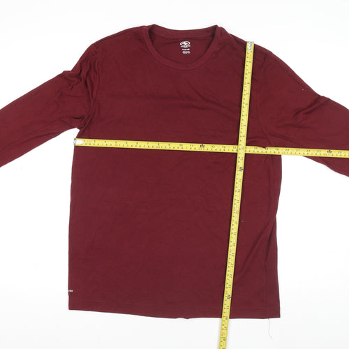 Athletic Works Men Red Long Sleeve Crew Neck Active T-Shirt M