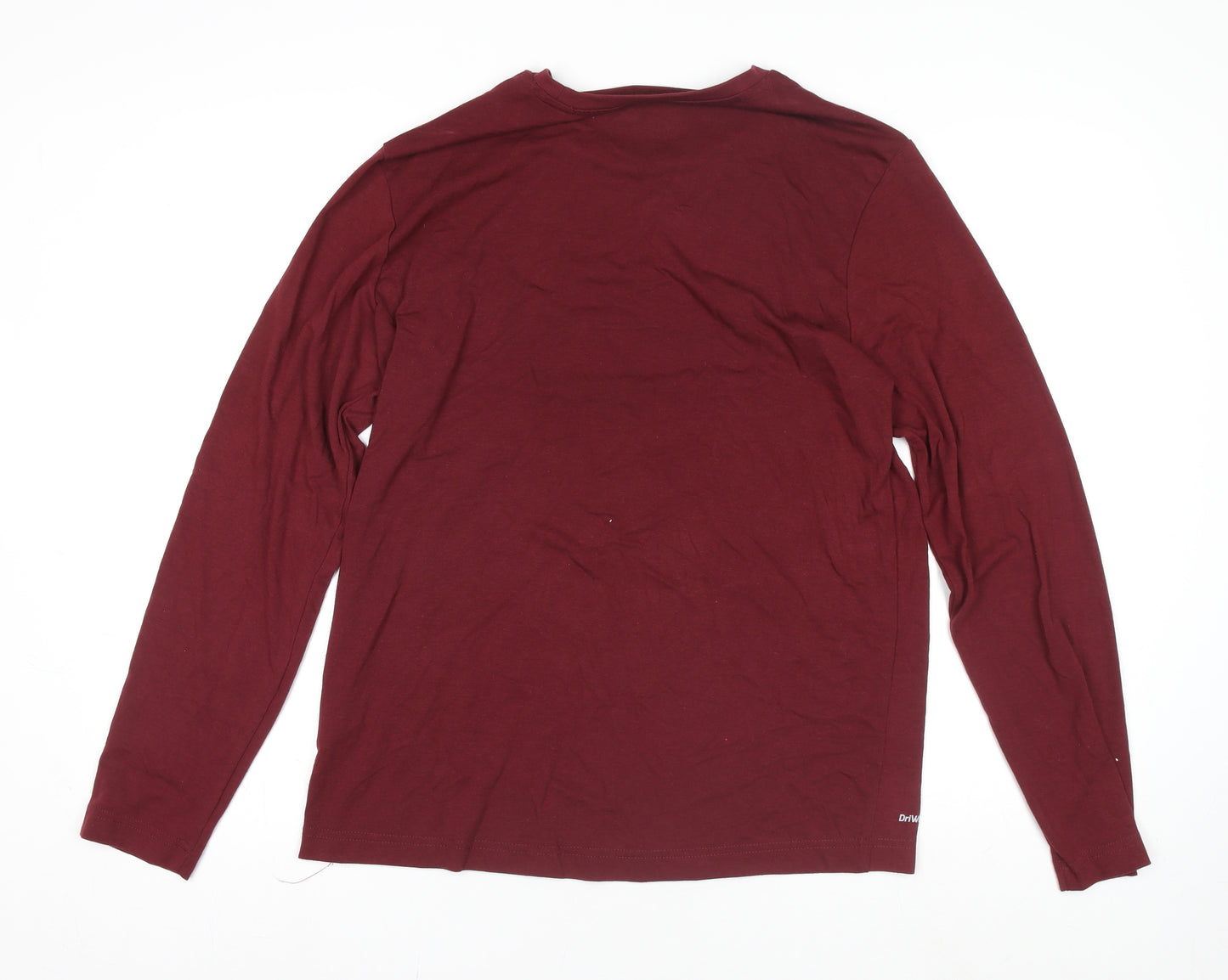 Athletic Works Men Red Long Sleeve Crew Neck Active T-Shirt M